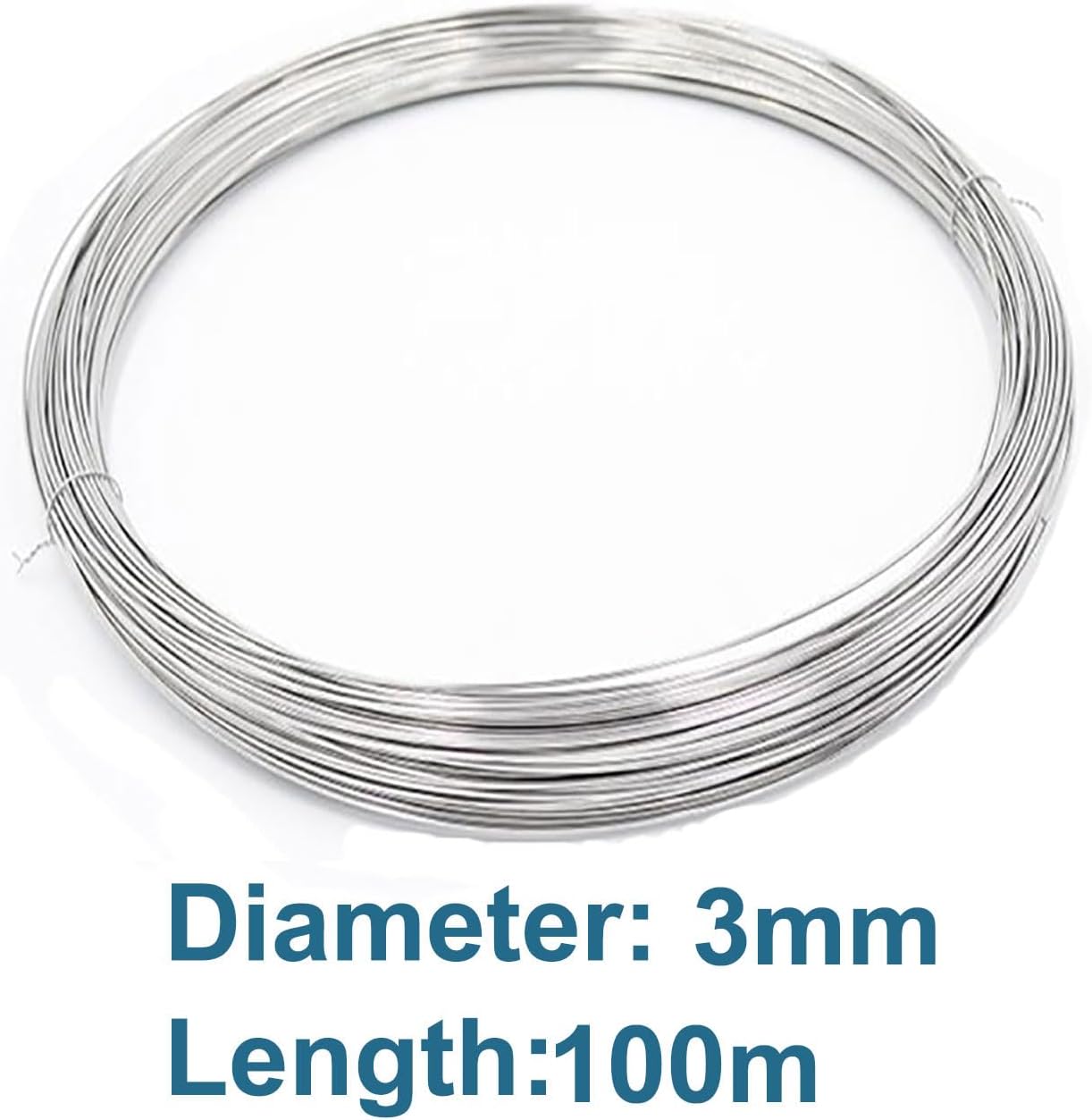 COYOUCO 304 Stainless Steel Wire(100M) for Sculpting Wire Craft Beading Wire,Stainless Steel Hard Wire,3mm