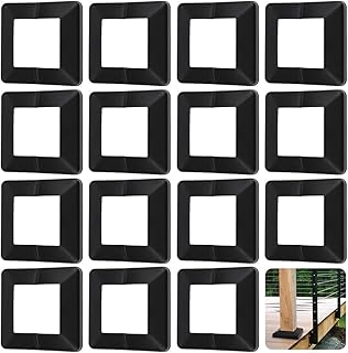 15Pcs Black Post Base Cover, 4 x 4 Inch PVC Post Skirt Split Style PVC Fence Post Sleeve Reusable Column Wraps Post Trim for Post Fence Deck Cable Railing Baluster Stair Rails