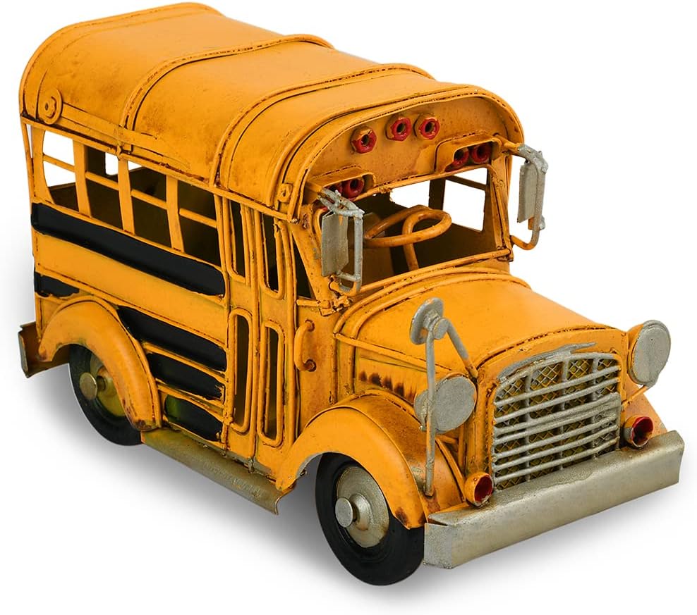 DS. DISTINCTIVE STYLE Camper Van Model 6.3 Inches Retro Classic Camper Van Metal Bus Vehicle Home Decor - Ideal Birthday Surprise for Boyfriend (School Bus)