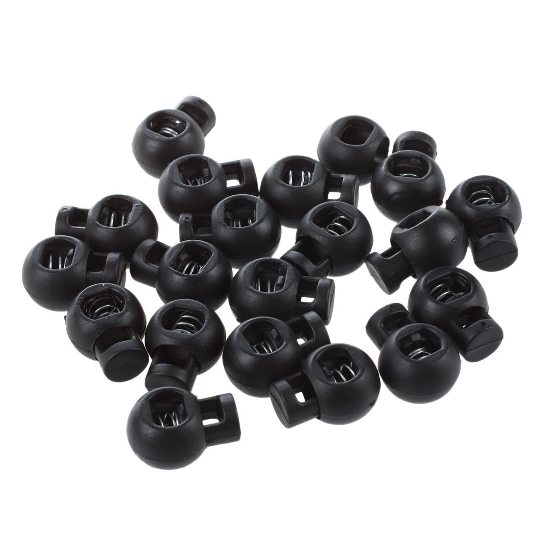 Spring Loaded Rope Cord Locks Ends Toggles 9.4mm Dia 20 Pcs Black