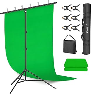 EMART Greenscreen mit Ständer 2 x 2m T-Förmigem Hintergrund Ständer