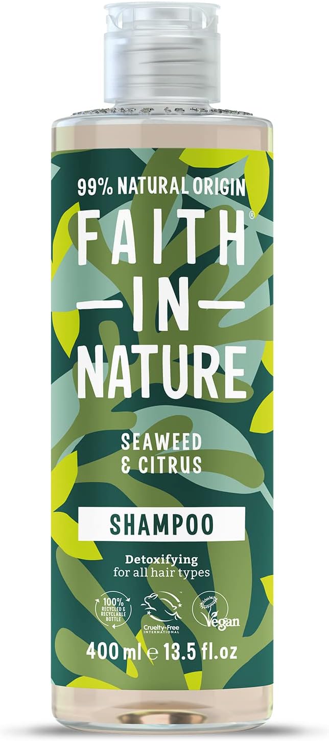 Faith In Nature Natural Seaweed & Citrus Shampoo, Detoxifying for Oily Hair & Scalp, Vegan & Cruelty Free, No SLS, Silicones or Parabens, 400ml