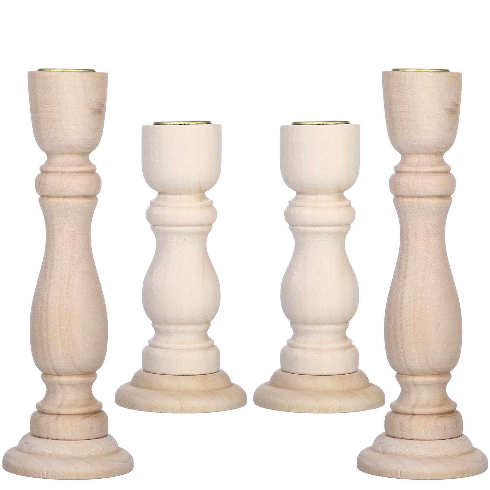 Porte-bougies en bois rustique : lot de 4 supports pour bougies piliers