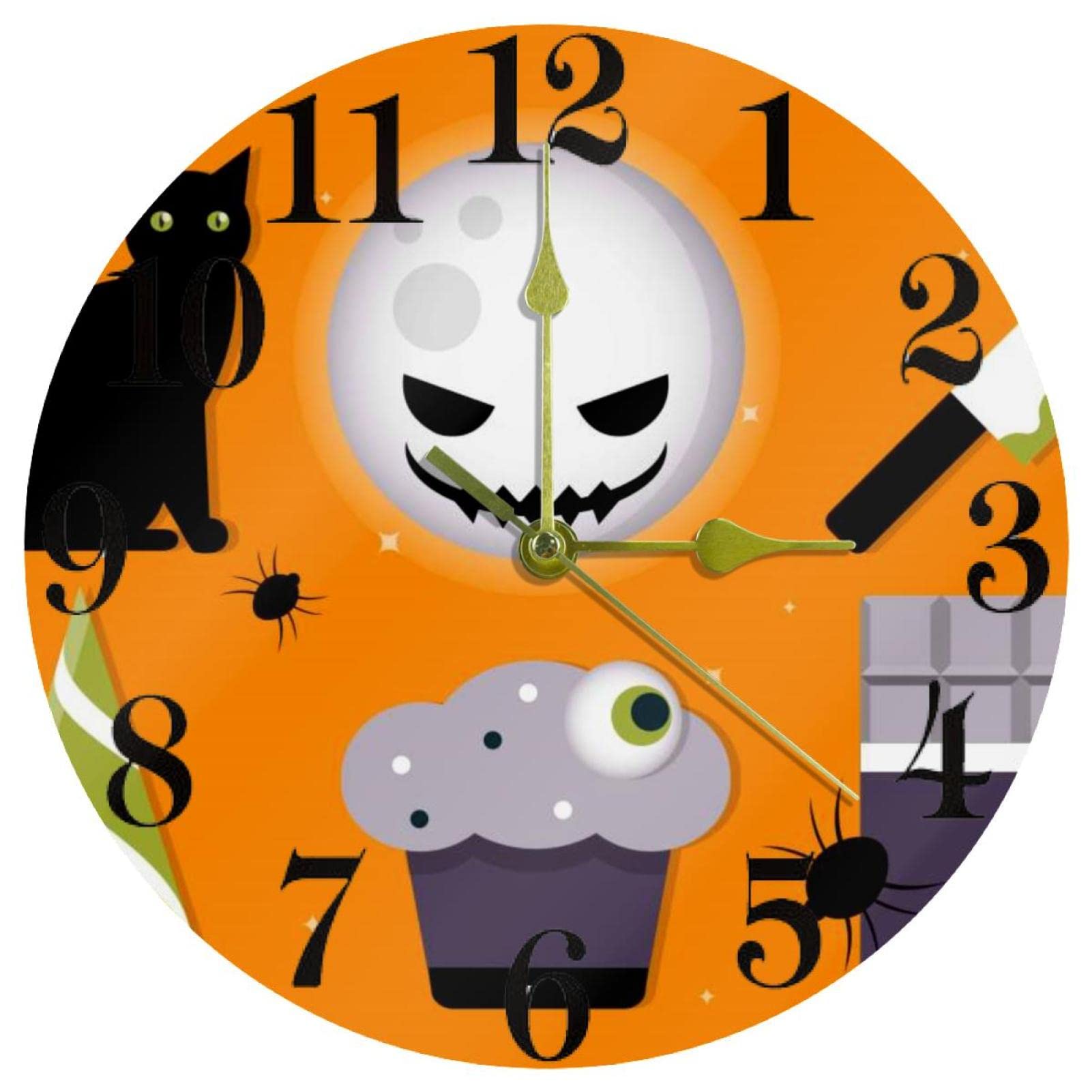 Horloge murale orange silencieuse pour éliminer le stress du tic-tac