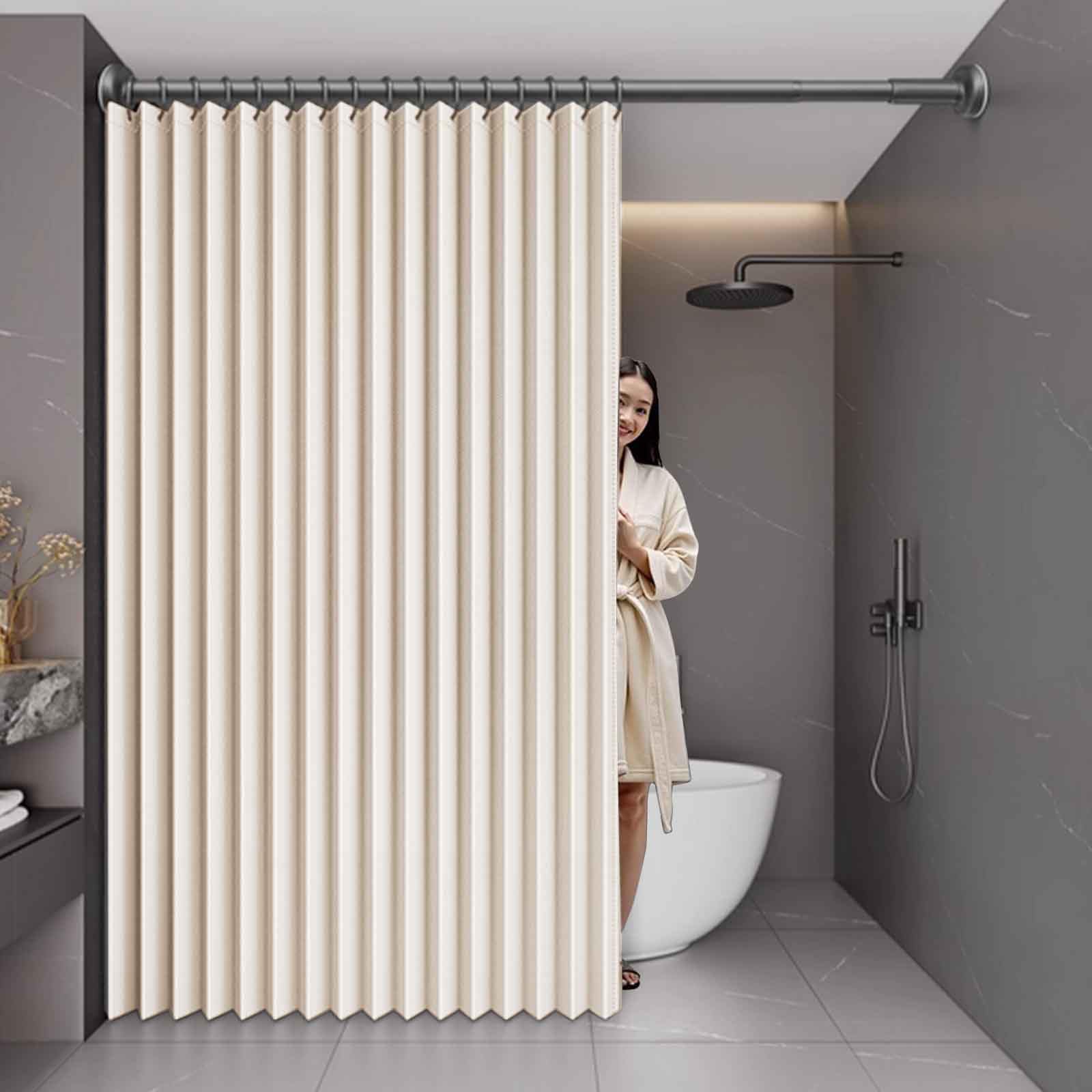 GLDYTVF Folding Door Curtain with Teles Rod Darkening Privacy Pleated Design Magnetic Closure for Home & Closet Size 240x200cmStylish Room Divider Solution
