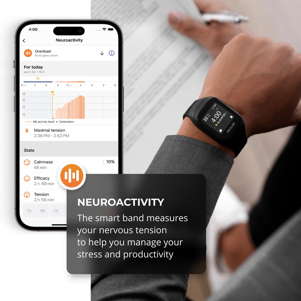 HEALBE GoBe3 – Smart Health Tracker for Calories, Sleep, Stress & Nervous System Balance, Free app – Obsidian
