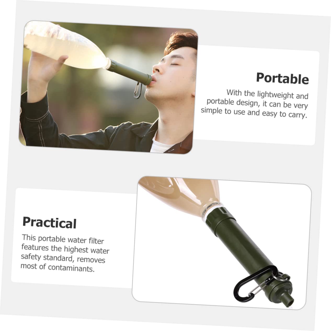 BESPORTBLE 2pièces Filtre à Eau Portable Compact Purificateur Léger Pour Camping Et Voyages Accessoire Pratique De Survie Extérieur