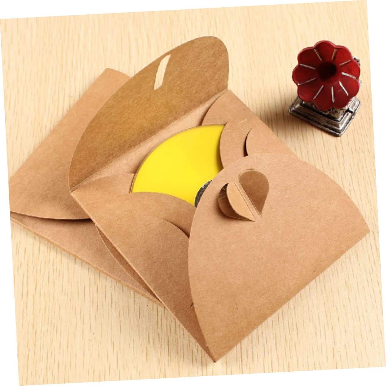 LIFKOME 50pcs Kraft Paper Cd DVD Sleeves Envelopes with Heart Button Storage Cases for Cds and DVDs Ideal for Organizing Media Gifting