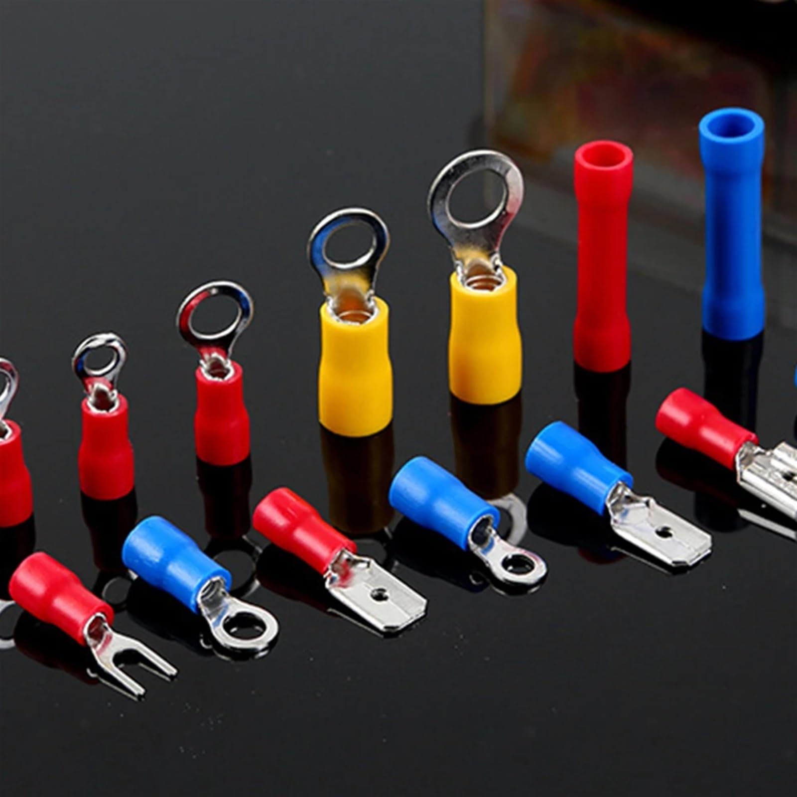 Assortiment de cosses à Pelle, connecteur de câble isolé, Fil électrique, sertissage, Anneau Bout à Bout, Fourchette, cosses, Kit roulé, 280/480/720/1200 pièces(280Pcs)