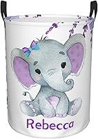 Vista 23 de Cesta de lavandería personalizada con diseño de jirafa, león y flores rosadas, con asas, impermeable, para decoración de dormitorio y baño.