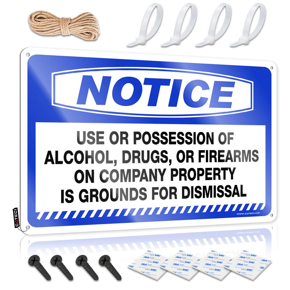 Fzfn Colour Backyard Decor, Vintage Wall Decor Garage Accessory Notice Use Or Possession Of Alcohol Drugs Or Firearms On Company Property | Rustic Antique Wall Art(30X40cm)