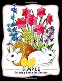 Simple Coloring books for Seniors: Easy Coloring Pages Flower and Animals Design for Relaxation and Stress Relief