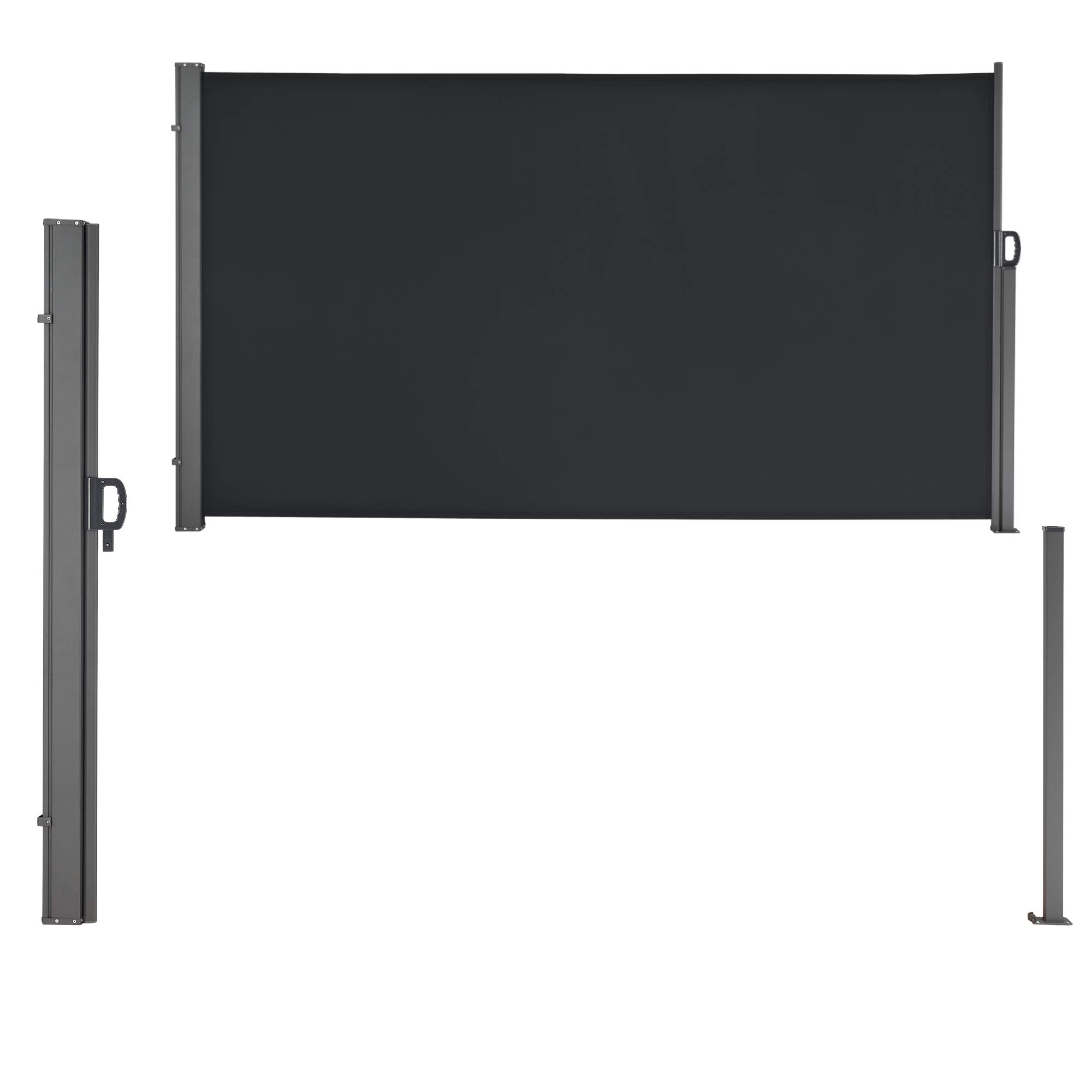 pro.tec Brise-Vue pour Balcon Terrasse Jardin Store Latéral Pare-Soleil Protection Intempéries UV Vie Privée Acier Polyester 180 x 300 cm Noir