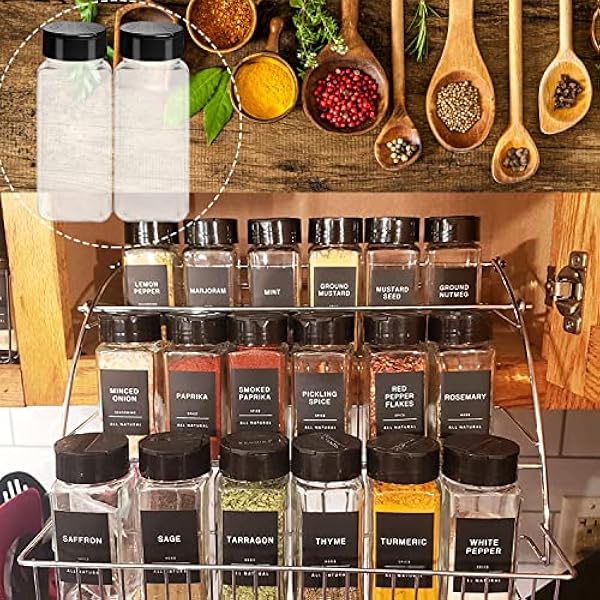 24 Pack 3oz vierkante plastic kruidenpotten, kruidencontainers met zwarte schroefdeksels om te gieten of te schudden, lege opslag kruidencontainers voor kruiden, poeders, paprika's