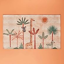 BELLA MAISON Safari Kids Animal Printed 100% Polyester Rug, Salmon, 80x150 cm