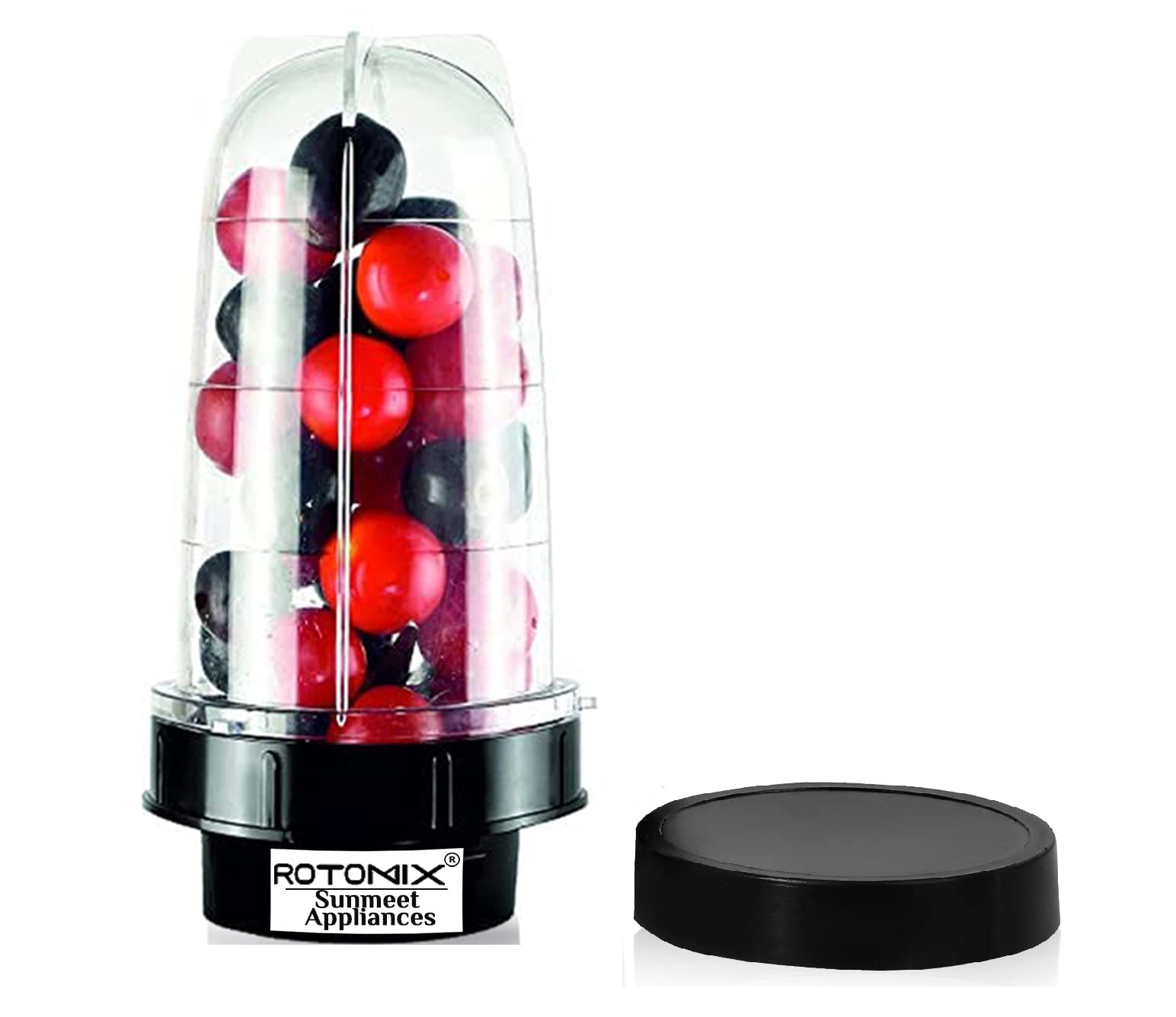 Big Bullet Jar for Mixer Grinder Large Set of 1 (530 ML) ABS Transparent Plastic Mixer Juicer Jar, Black- NSA16-image-47