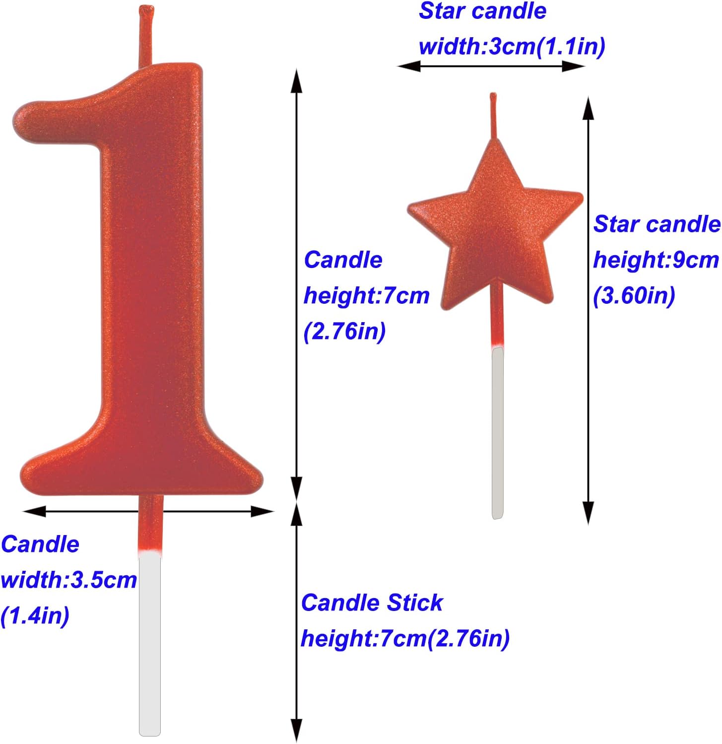 2.75in Number 1 Red Birthday Candles, Glitter Happy Birthday Cake Cupcake Toppers Decoration and Celebrating for Adults/Kids Party Baking (2.75in Red Number 1)