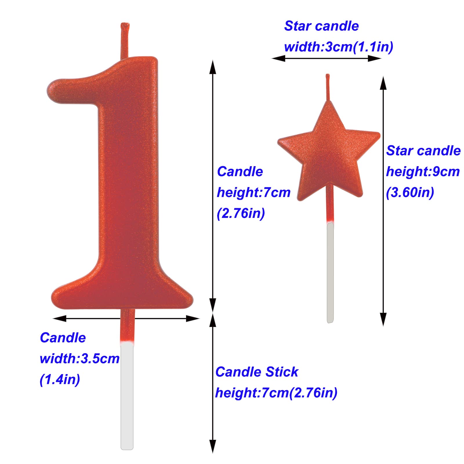 Velas rojas de cumpleaños número 1 de 2.75 pulgadas, decoración y celebración para fiestas de adultos/niños (2.75 pulgadas, número 1)