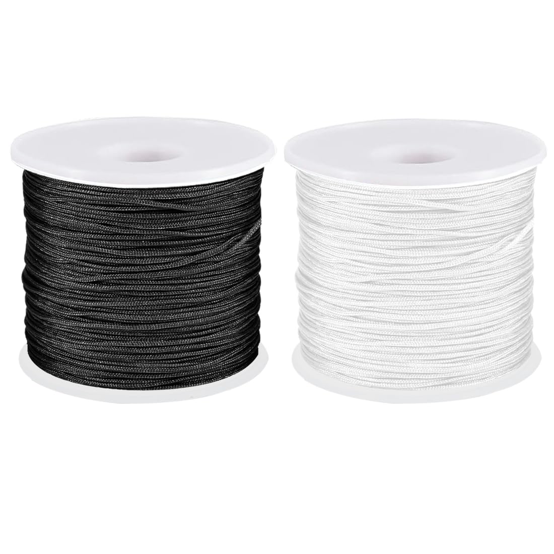 Suo Long Nylonschnur für Armbänder 0,8 Armband Schnur 2 Rolles Nylonfaden für Armbänder Schwarz + Weißer 100 Meters Jedes Nylon Schnur Perlen Auffädeln Halskette Schmuckherstellung DIY Handwerk