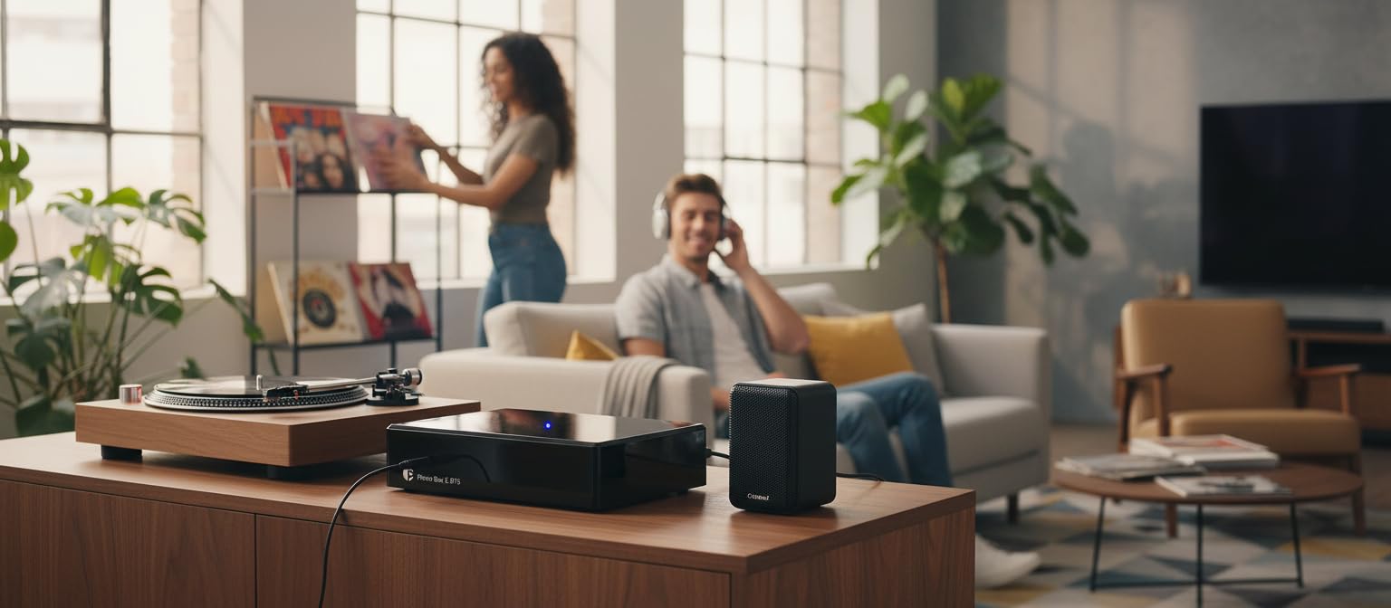 Pro-Ject Phono Box E BT 5 Streaming BT5 sans Fil avec aptX HD pour Sources Phono et Ligne Noir