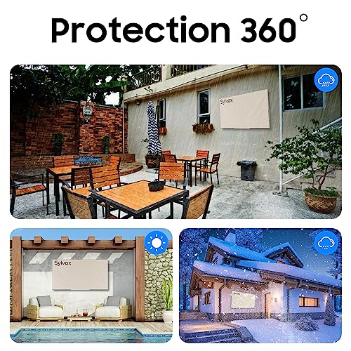 SYLVOX Outdoor TV Cover, 600D TV Cover for 50 to 55 inches TV, Waterproof, Weatherproof and Dust-Proof TV Screen Cover with Remote Control Pocket, Perfect for outdoor TV protection, Khaki
