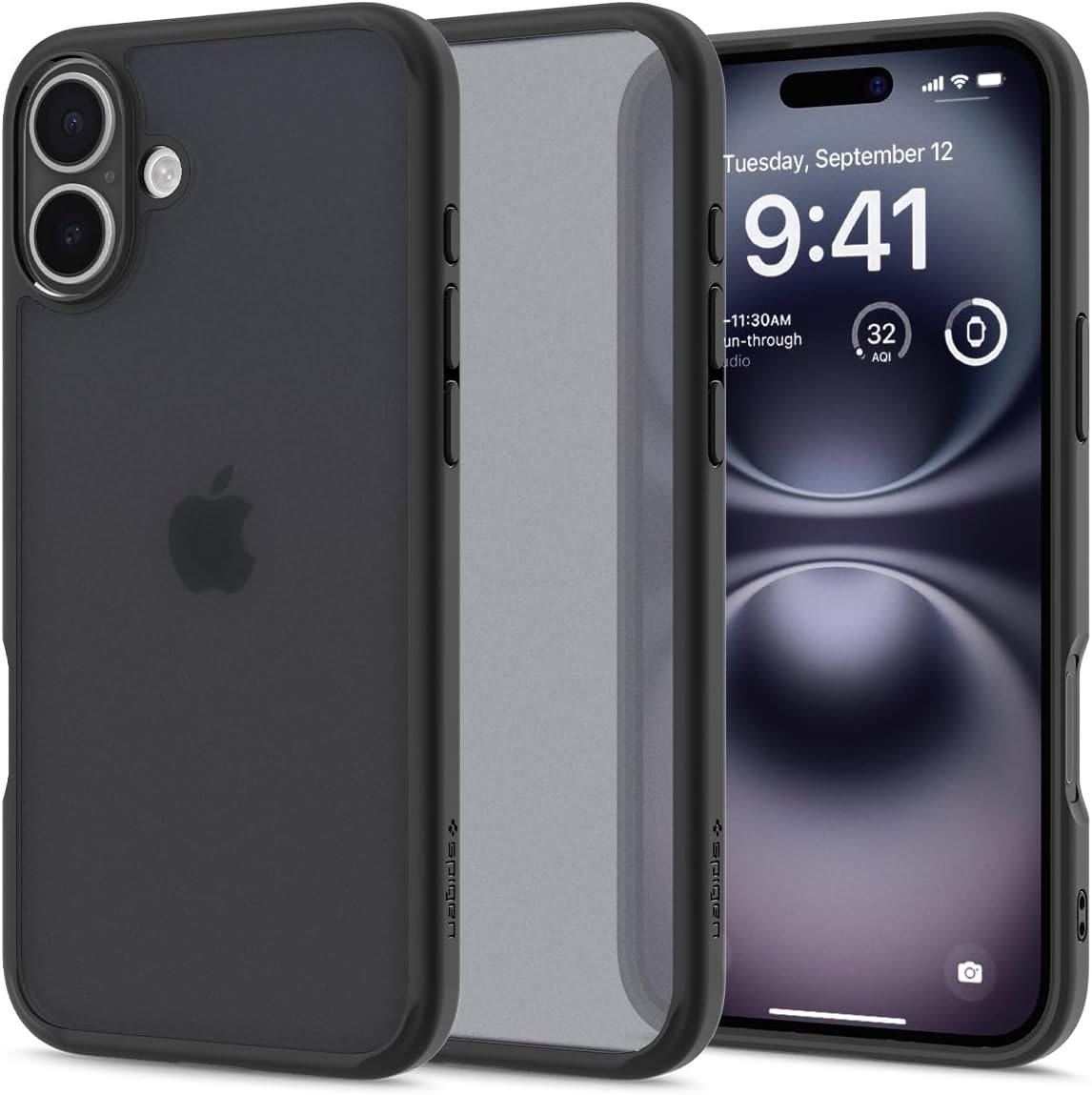 Spigen Ultra Hybrid Back Cover Case Compatible with iPhone 16 (TPU + Poly Carbonate | Frost Black)