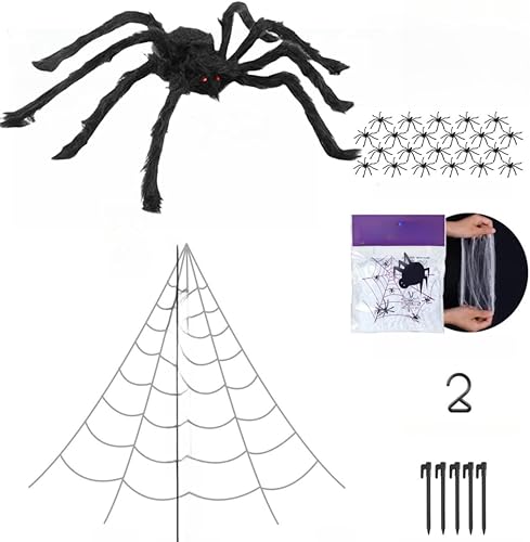 Decoraciones de araña gigante de 79 pulgadas, decoraciones realistas de araña falsa para suministros de fiesta de Halloween, decoraciones de araña