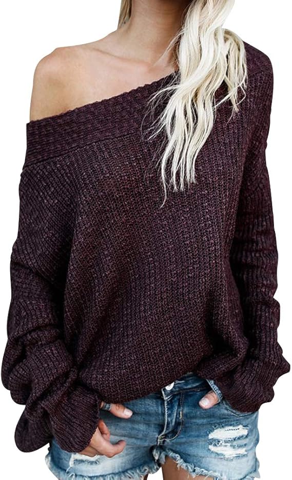 chunky knit off shoulder jumper