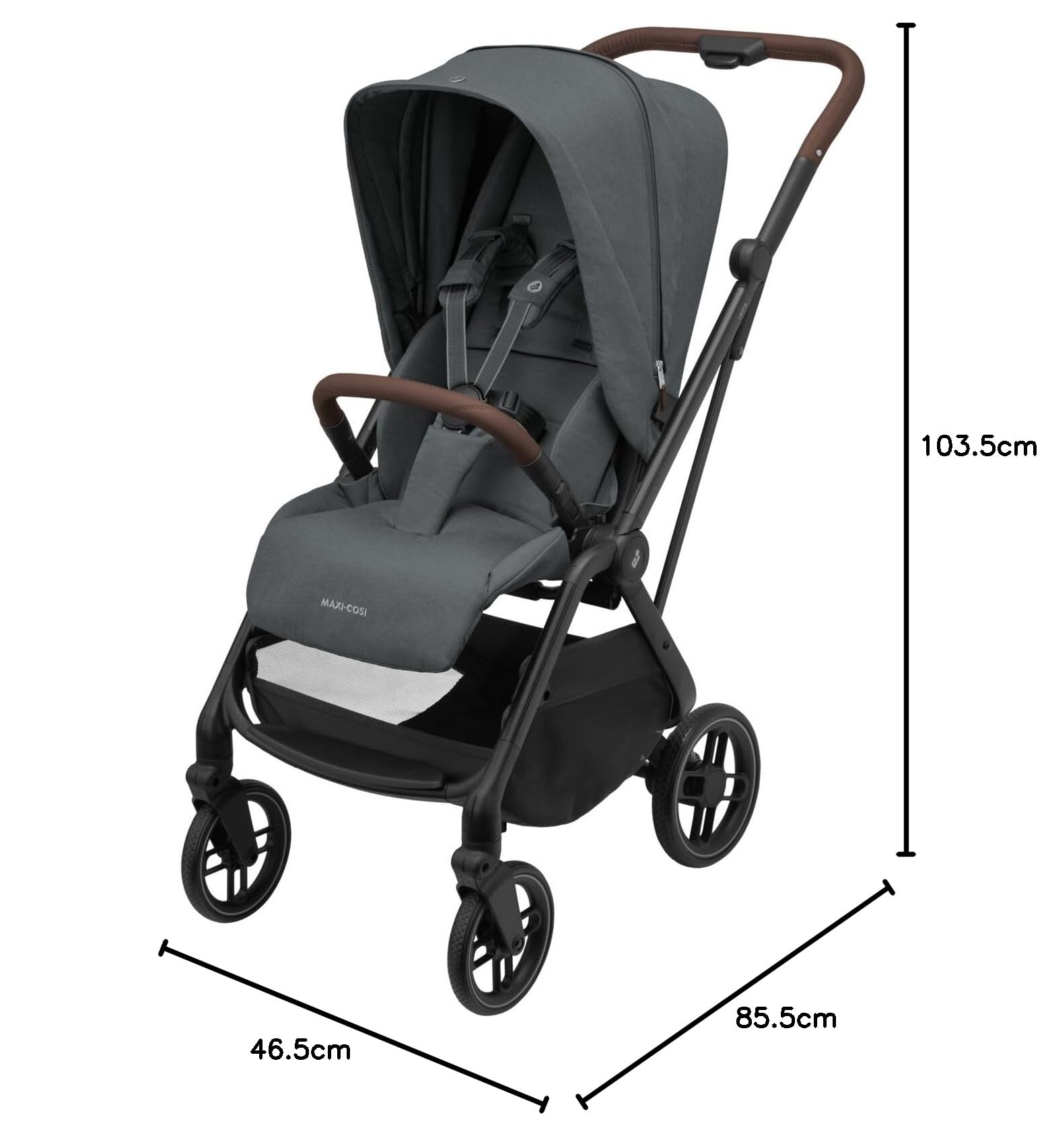 Maxi-Cosi Leona² Kinderwagen 0–22 kg umdrehbare Sitz einhändig zusammenklappbar Twillic Graphite