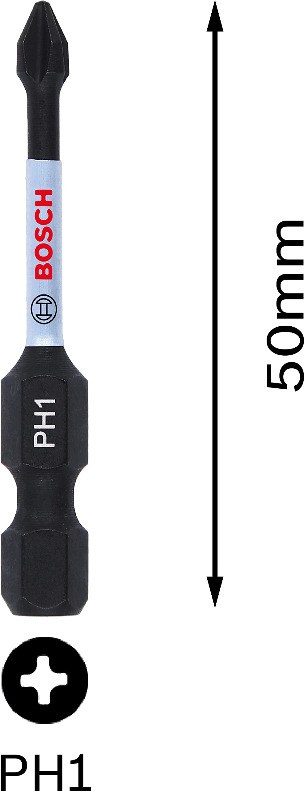 Bosch Impact Control Embout PH1 50 Mm – Ultra Résistant Pour Visseuse à Percussion, Tige Hexagonale Pick & Click