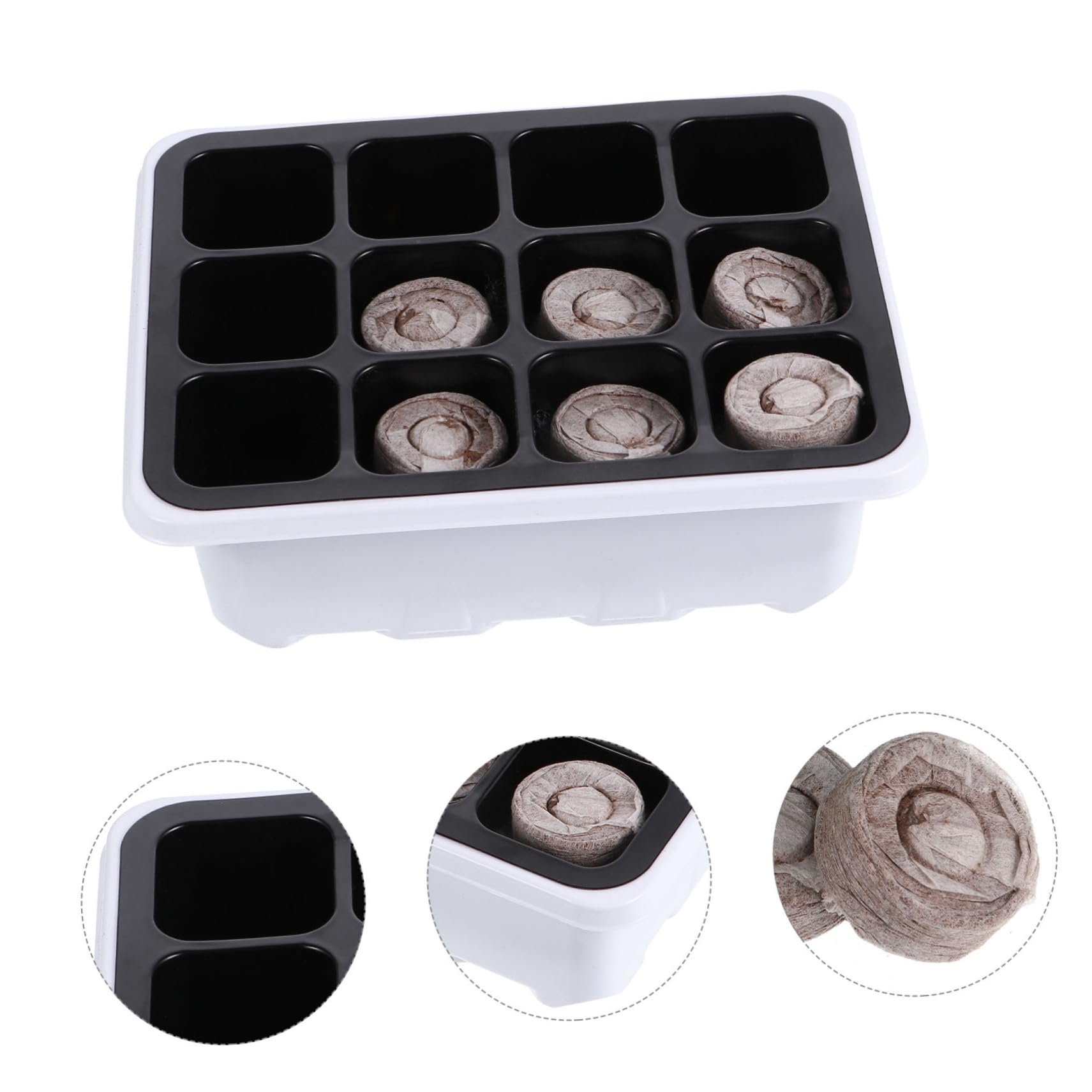 HANABASS 2 Sätze Teiliges Set Anzuchtschalen Mit Löchern Und Bodenblöcken Für Gewächshausgarten Für Blumen Gemüse Und Obstpflanzen Einfache Handhabung Fördert Wurzelentwicklung 12 Stück * 2
