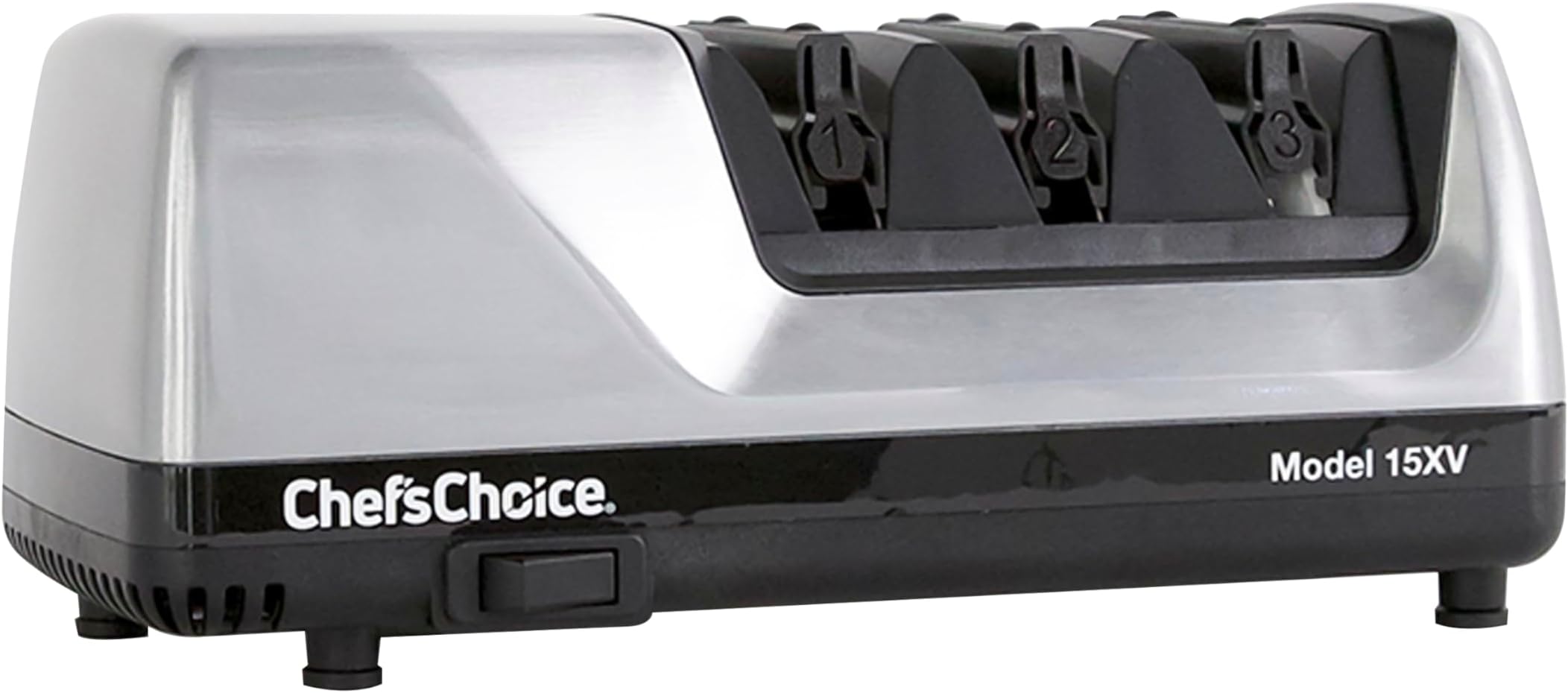 Chef'sChoice 15XV Professional Electric Knife Sharpener with Durable Metal Housing & 100-Percent Diamond Abrasives and Precision Angle Guides for Straight Edge and Serrated Knives, 3-Stage, Metallic