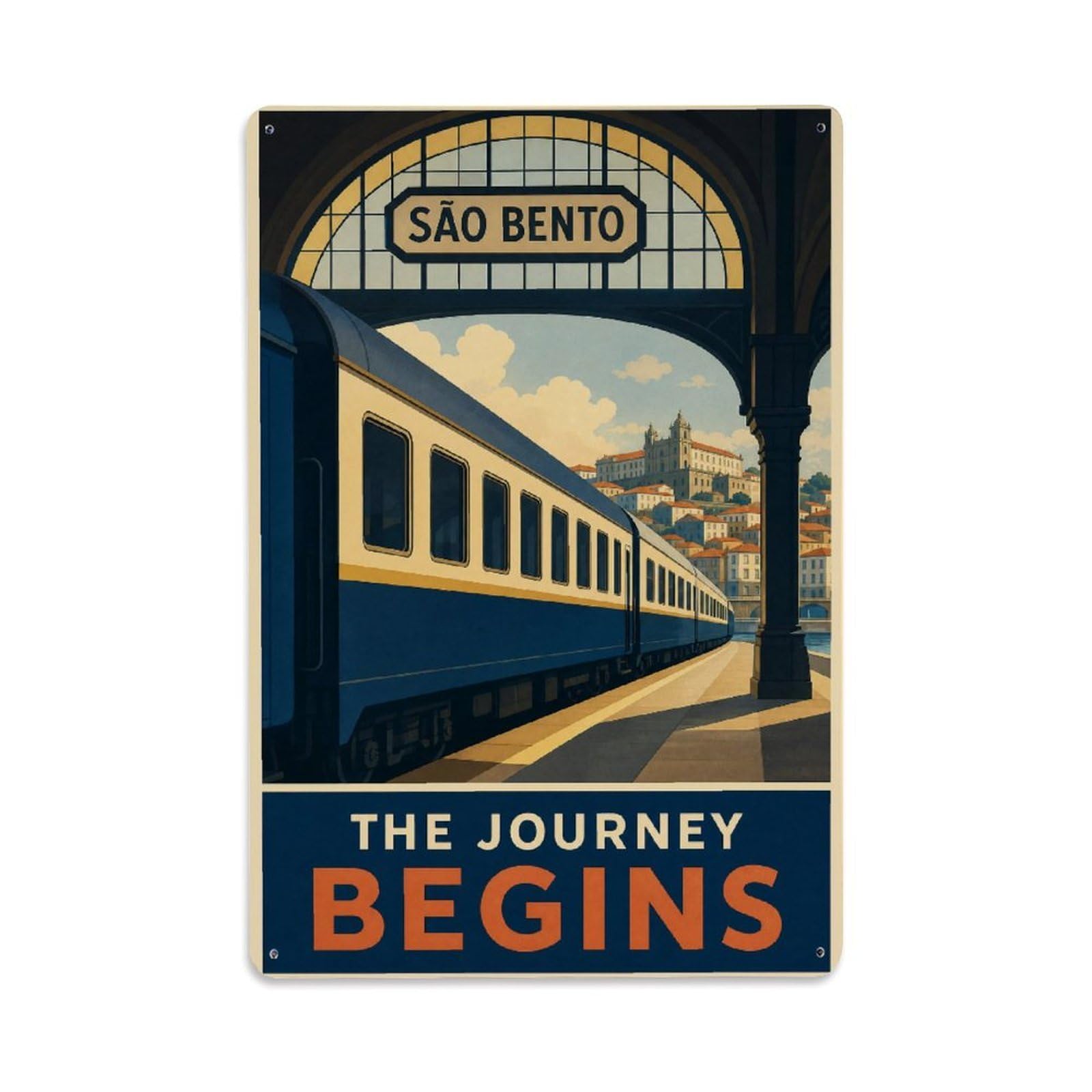 Metal Tin Sign Vintage Travel Sao Bento Portugal