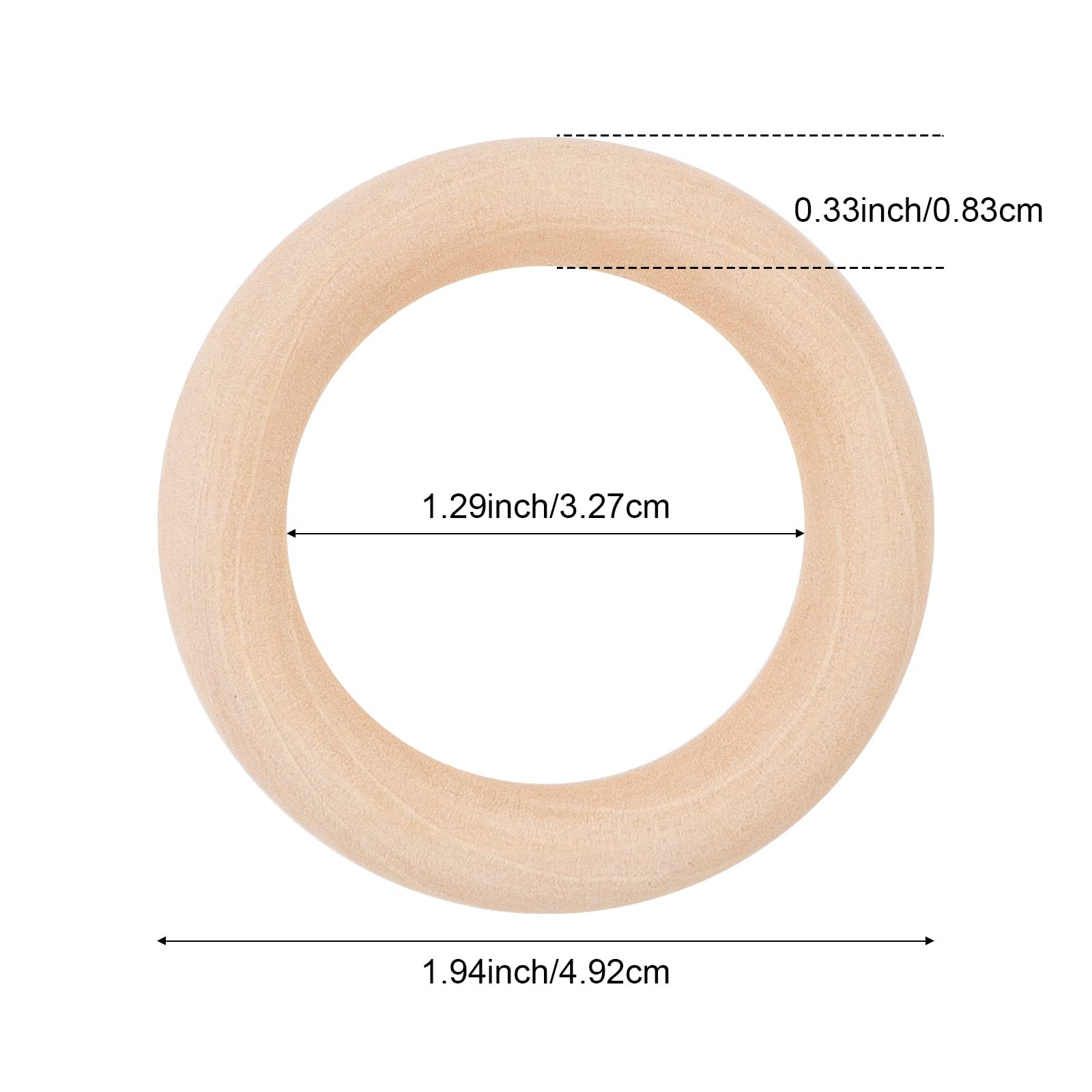 PATIKIL Houten ringen om te knutselen, 24 stuks gladde macramé houten ringen voor macramé sieraden maken doe-het-zelf ambachten, 7,5 cm OD 0,4 inch dikte