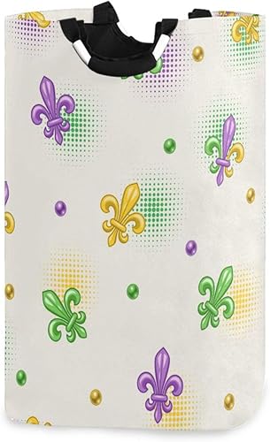 laundry basket with handles Mardi Gras Fleur De Lis Beads Carnival Vintage collapsable Decoraciones Hamper For laundry room tool cesto para ropa