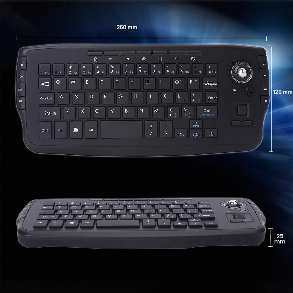 Kabellose Tastatur mit Trackball,2.4G Mini Tastatur Multi-Media Funktionelle Trackball Air Maus für Android TV Box Smart TV PC Notebook-Schwarz