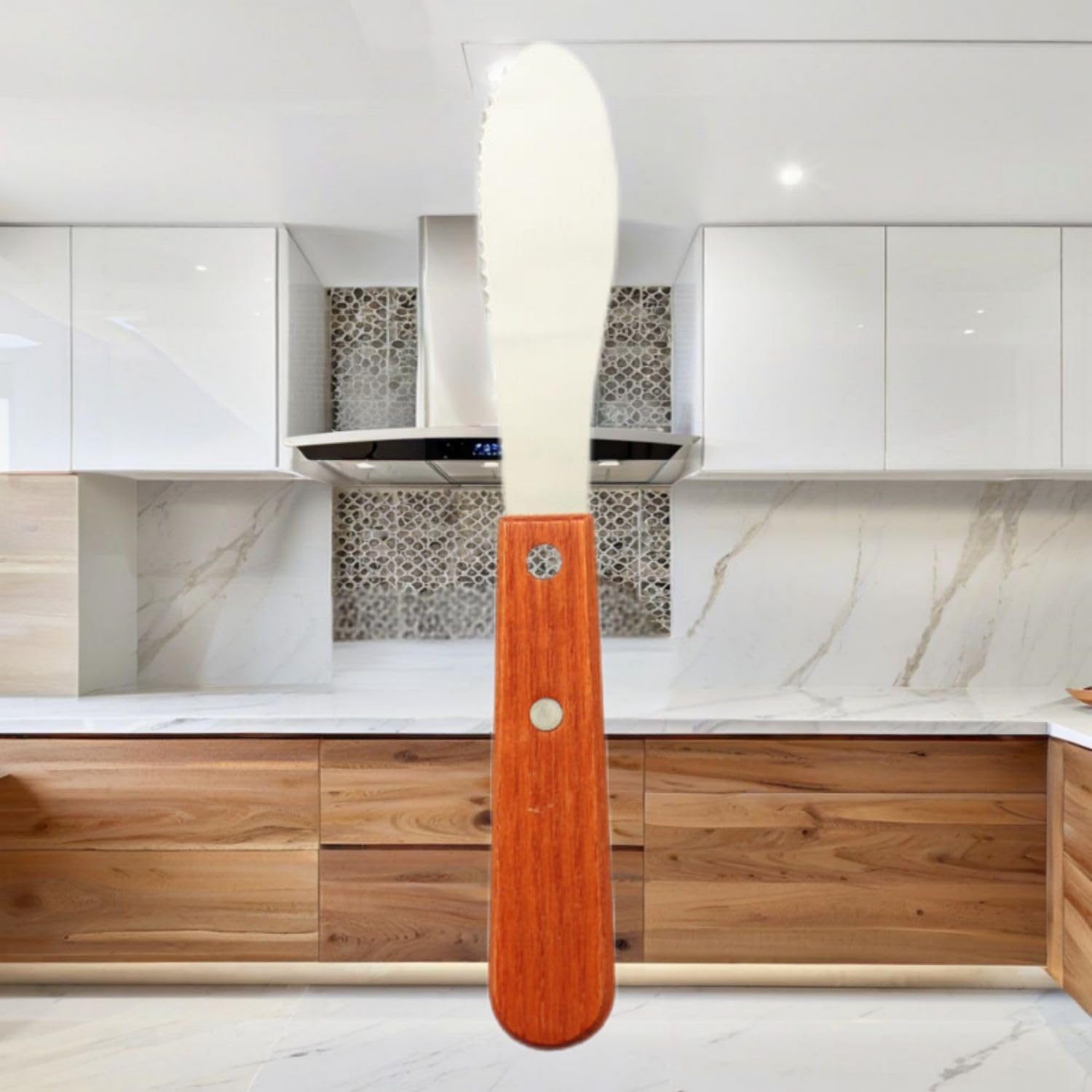 不锈钢黄油抹刀牛油果酱抹刀木柄刀芝士切刀贝果面包吐司涂刀 KCookware Accessories - 497