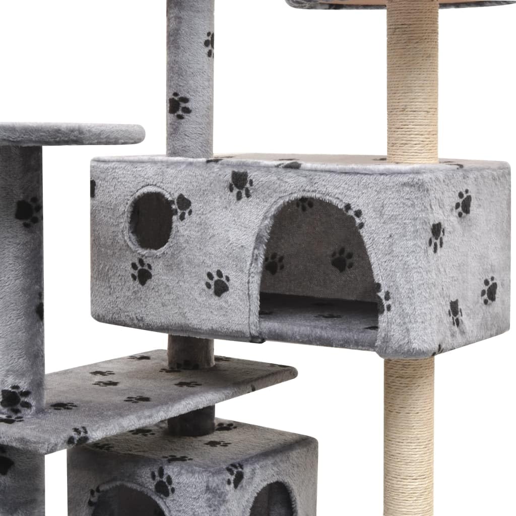 vidaXL Rascador para Gatos con Poste Rascador Sisal 125cm Huellas Gris Mascota
