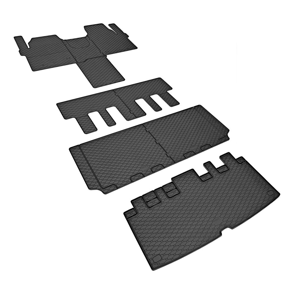 Car Lux - CUA07496-07498-07499-07514 - Tappeti Tappetini in Gomma su Misura per Tourneo Custom a 8 posti e bagagliaio a partire dal 2024