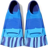 Vista 33 de Aletas de natación para niños, aletas cortas para niños y jóvenes, aletas de natación para entrenamiento de natación para niños, niñas, niños Azul