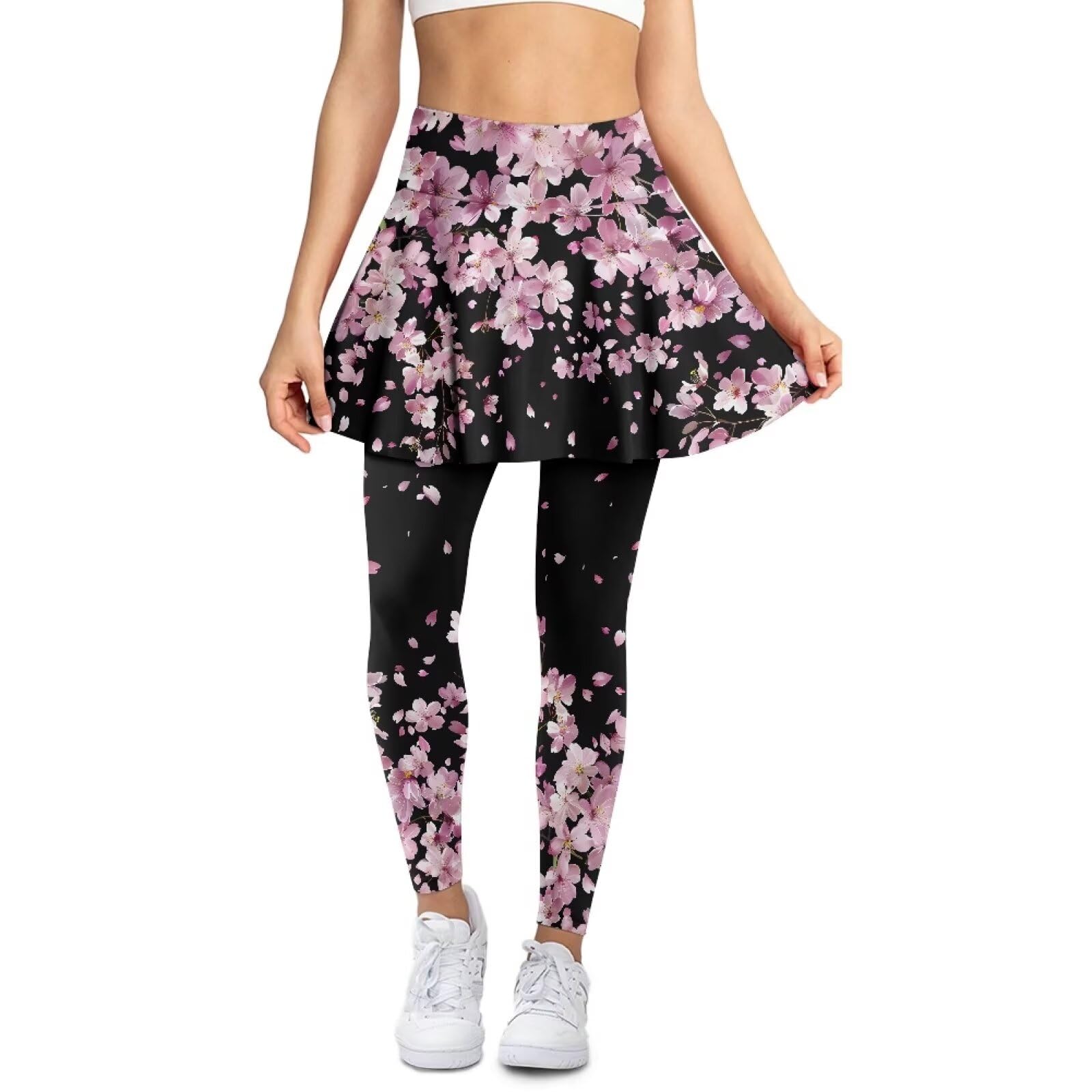 Women Tennis Skirted Leggings with Pocket Comfortable Yoga Leggings with Skirts Soft Athletic Skirt with Leggings