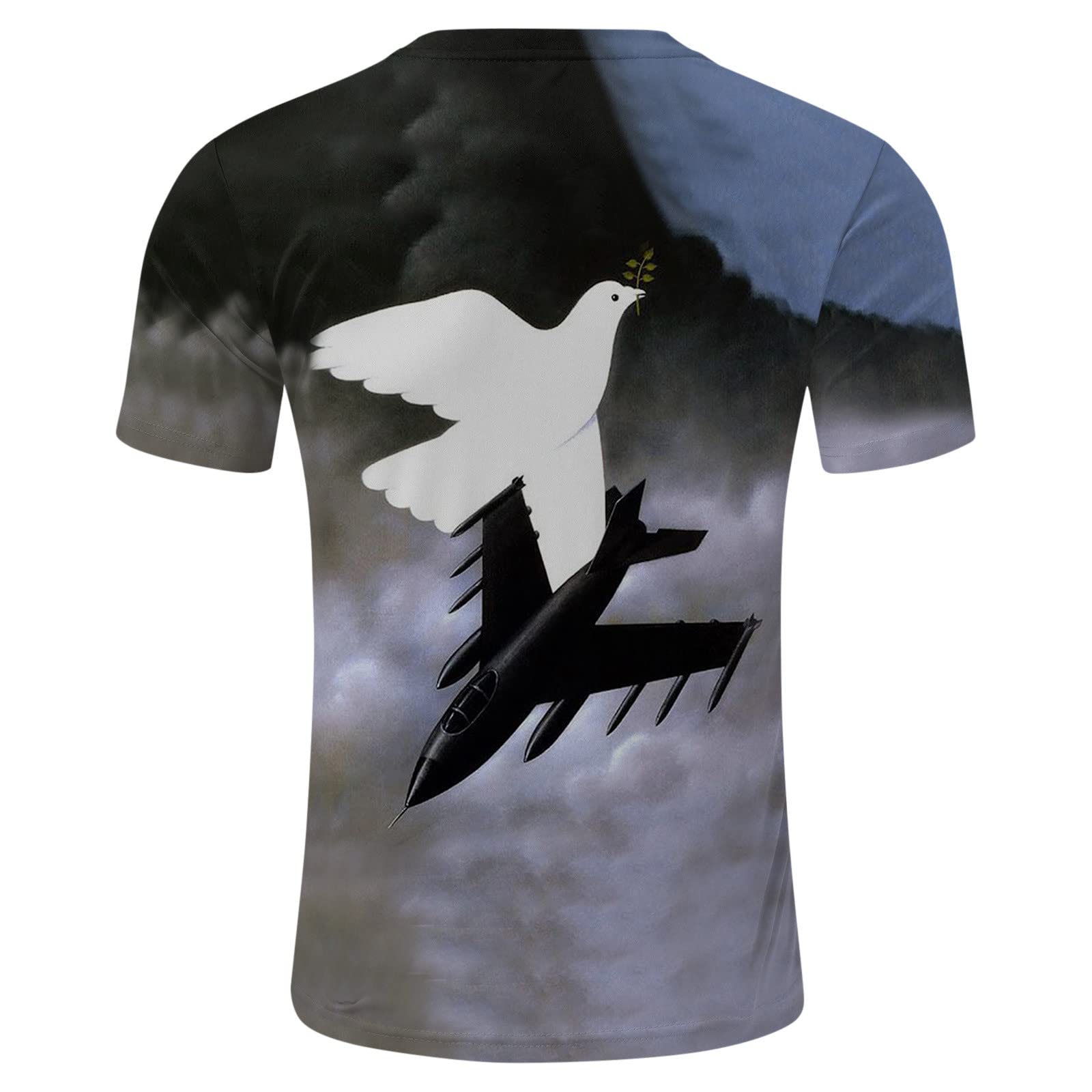 Męski T-shirt 3D, zabawny nadruk, koszulka z krótkim rękawem, oddychająca, grafika w luźnym stylu, okrągły dekolt, basic t-shirt dla mężczyzn, szary, M
