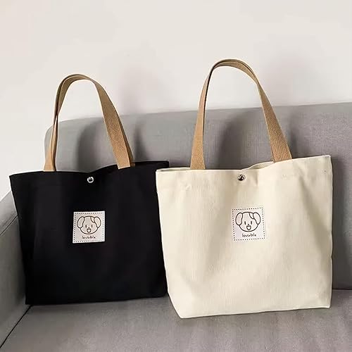 Miniatura 4 de Bolsa de algodón económica, ligera, mediana, reutilizable, para compras de comestibles, color negro