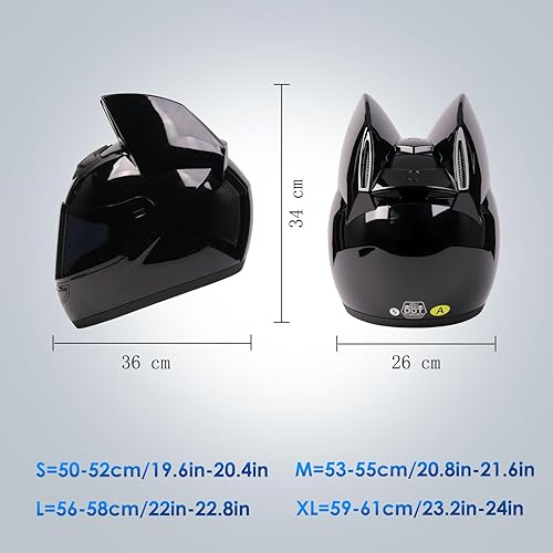 Miniatura 2 de Cascos Bluetooth para motocicleta con orejas de gato, para hombres y mujeres, ciclomotor, scooter, bicicleta de cross, ATV, casco de cara completa