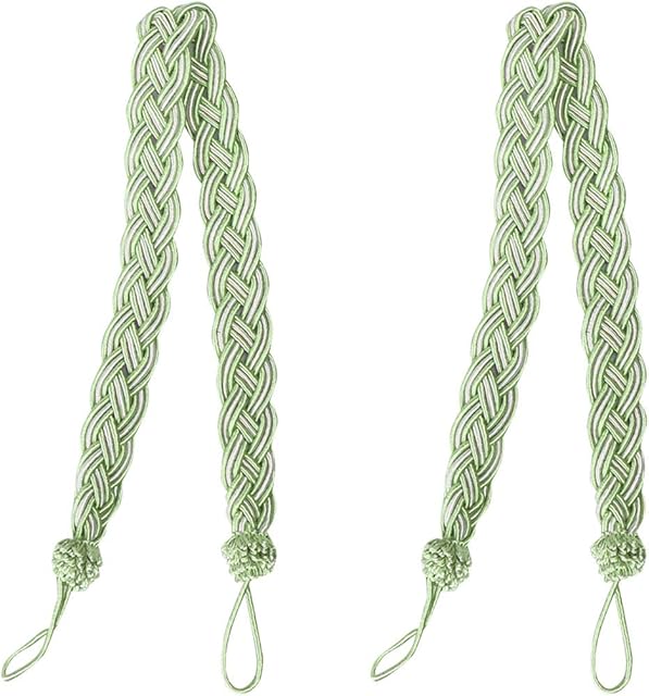 sourcing map 2 Pack Curtain Tiebacks 23 Inch Curtain Holdbacks Window Tassels Tie Backs Clips Decorative Rope Curtain Holdback Holder, Green