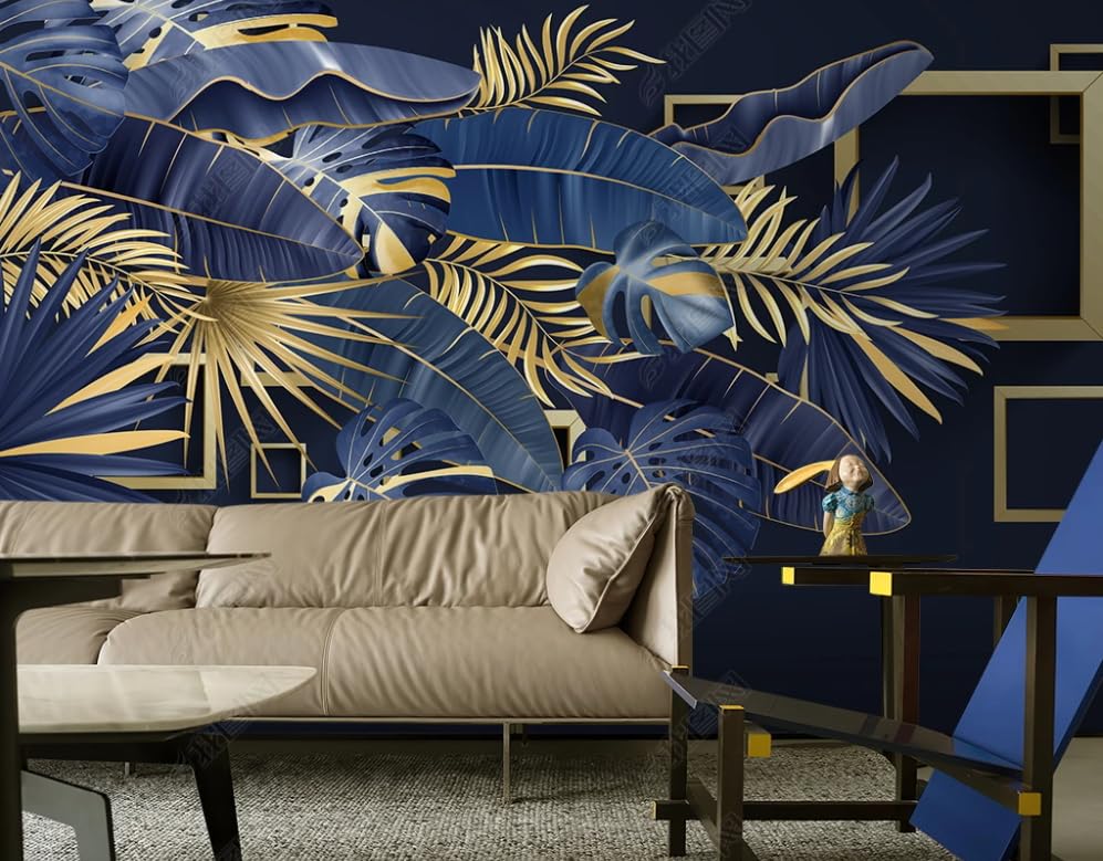 Papier peint intissé feuilles plantes tropicales pour masquer un mur dégradé