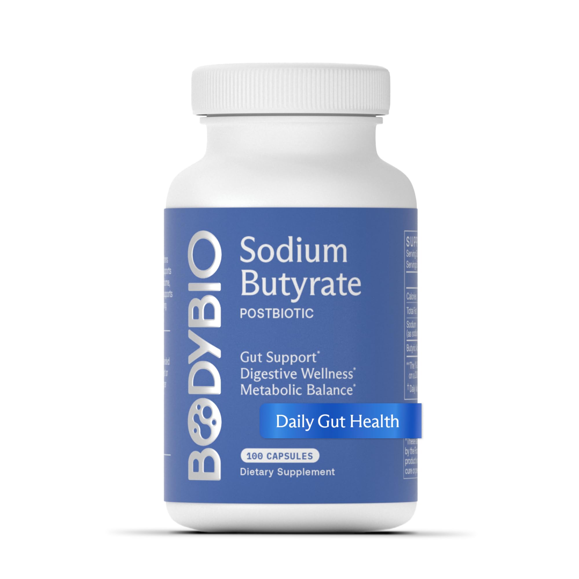 BodyBioButyrate - Postbiotic for Gut Health, Digestive Support, Bloat, Gas & Constipation Relief, Leaky Gut Repair - Sodium + Butyric Acid Supplement for GI Wellness
