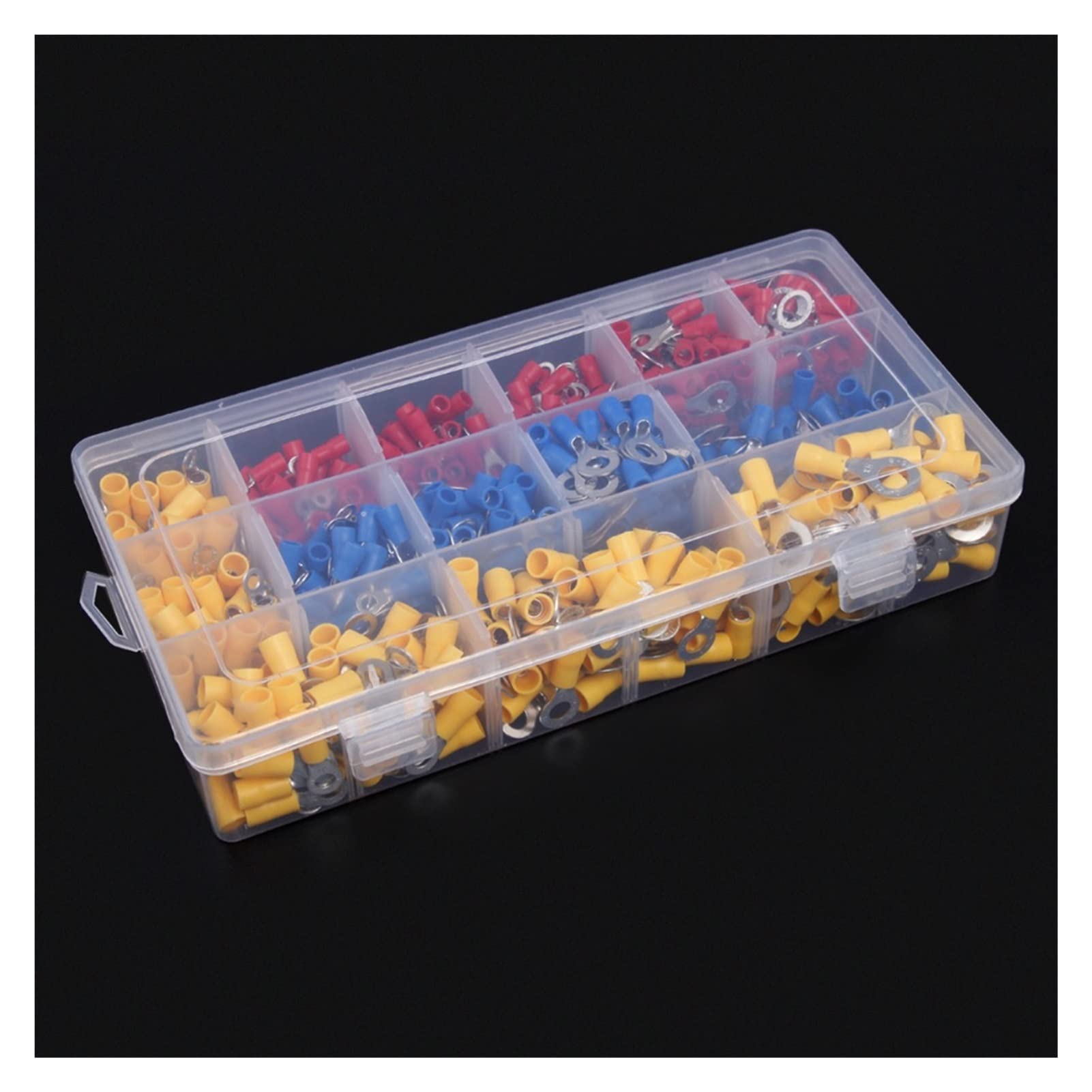 lindawang Lin 650 unids Surtido Anillo Aislado Crimp Terminal Terminal Conector Electricer Conector Set Rojo Azul Amarillo Going