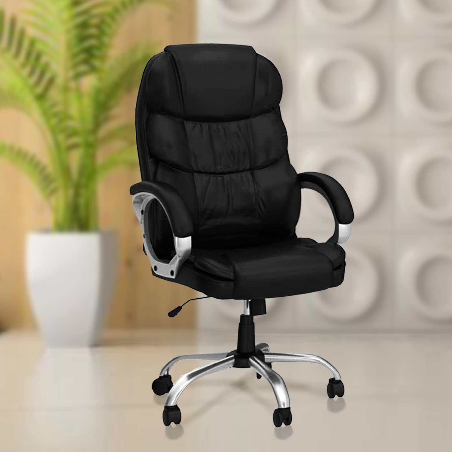 High Back Office Chair Ergonomic Computer Chair Adjustable High Desk Chair PU Leather Executive Swivel Task Chair with Armrests Lumbar Support,