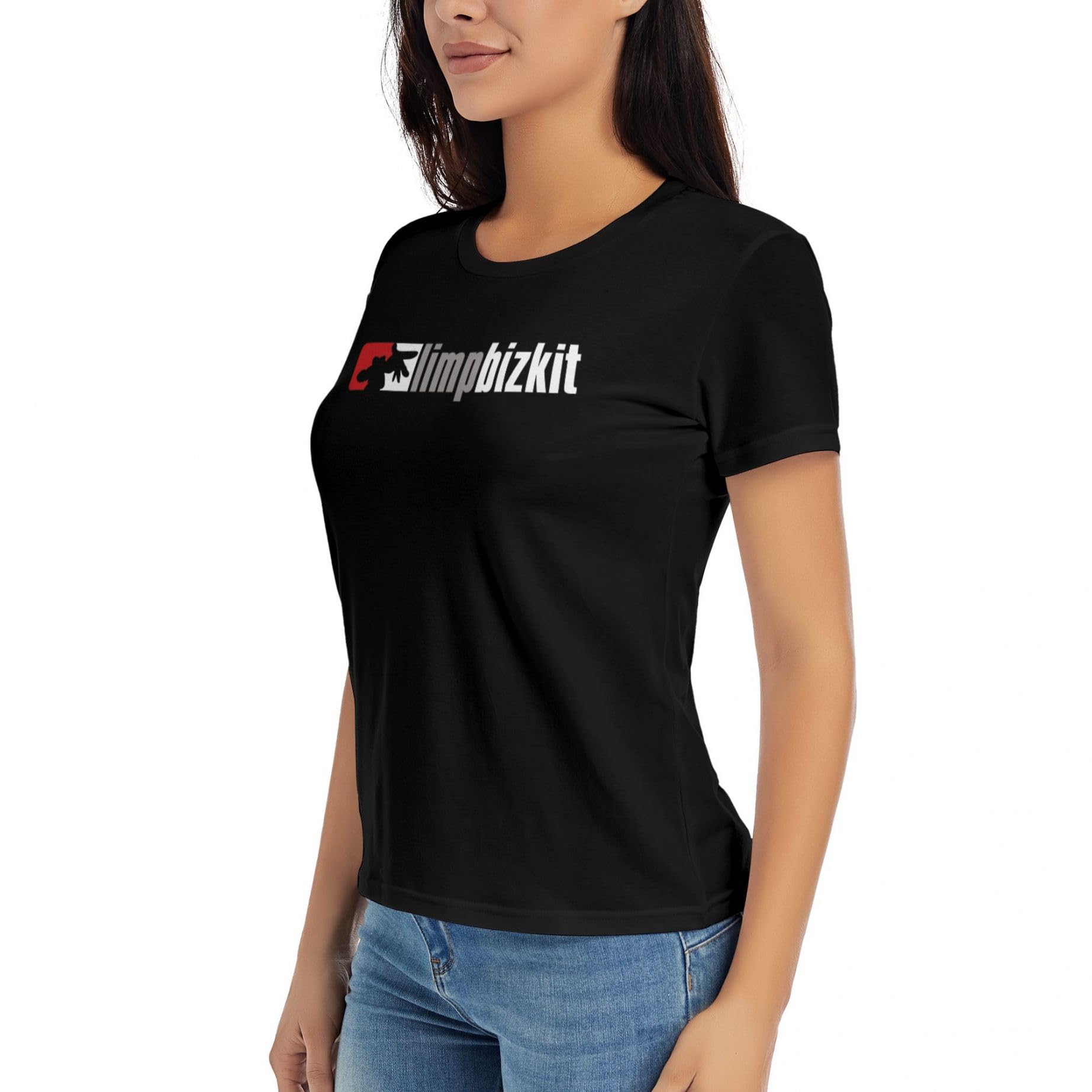 Women's Bizkit Rap Rock Band Limp Cotton T-Shirts Crewneck Short Sleeve Shirts Summer Fashion Printed Tees Black S